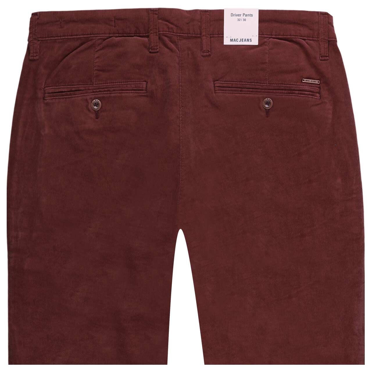 Herren Chino Cordhose Flexx Driver Pants von MAC in Rot-Braun, detailierte Rückansicht