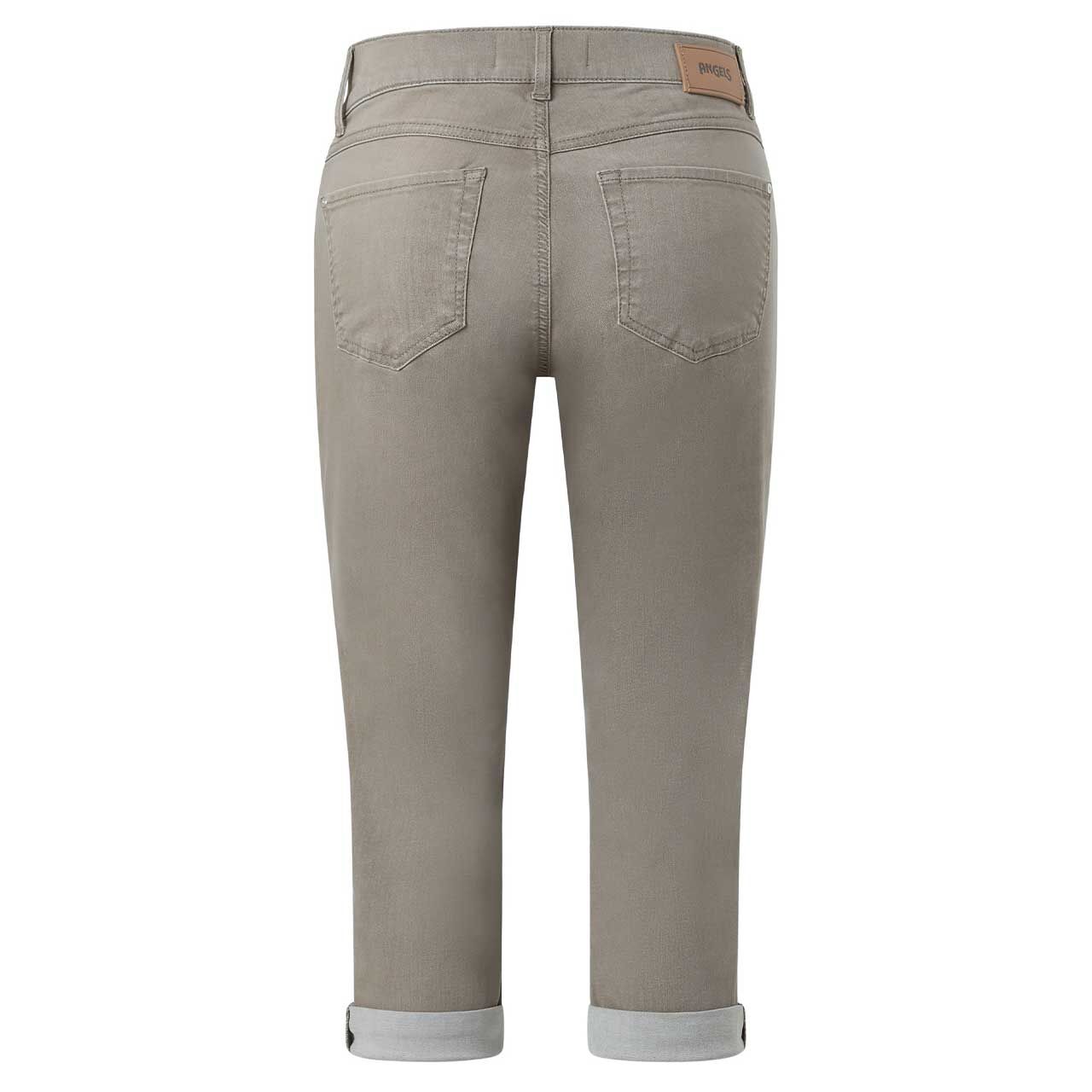 Stretch Damen 3/4 Jeans Cici TU von Angels in Olivgrün angewaschen, Rückansicht am Model