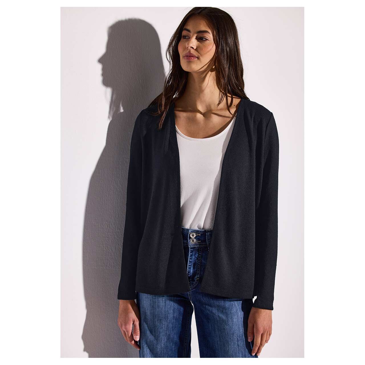 Street One Damen Strickjacke Nette Knit Look deep blue