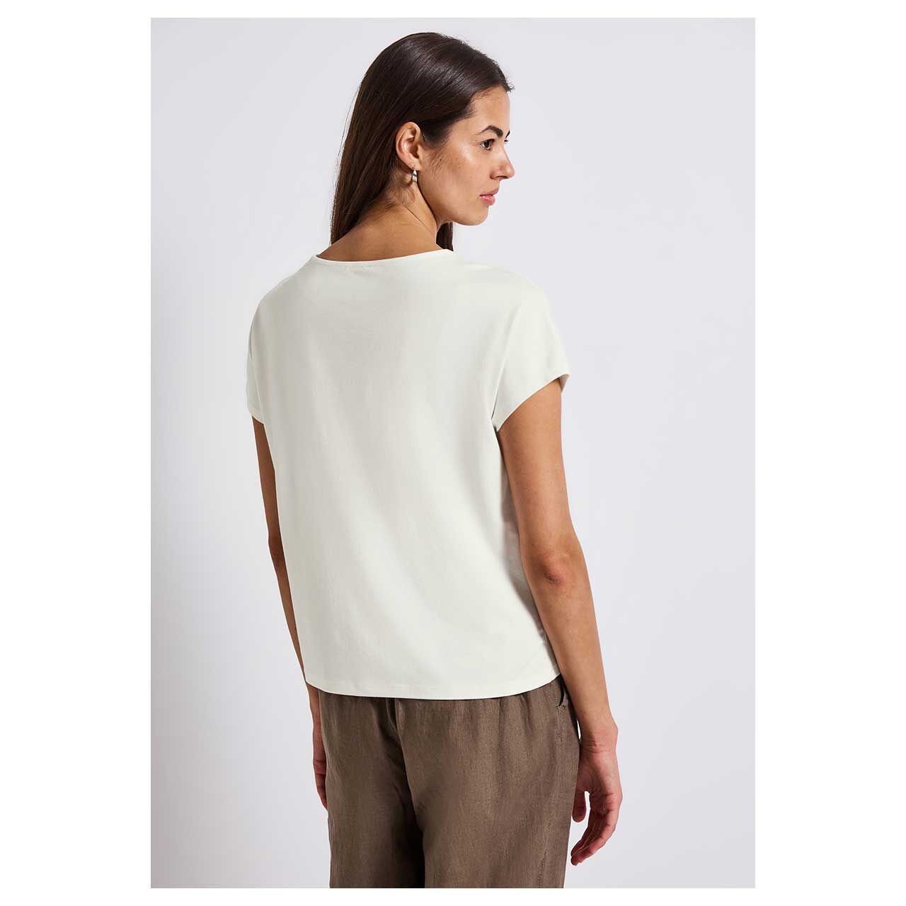 Street One Jersey Damen T-Shirt von Street One in Cremeweiß, seitliche Rückenansicht