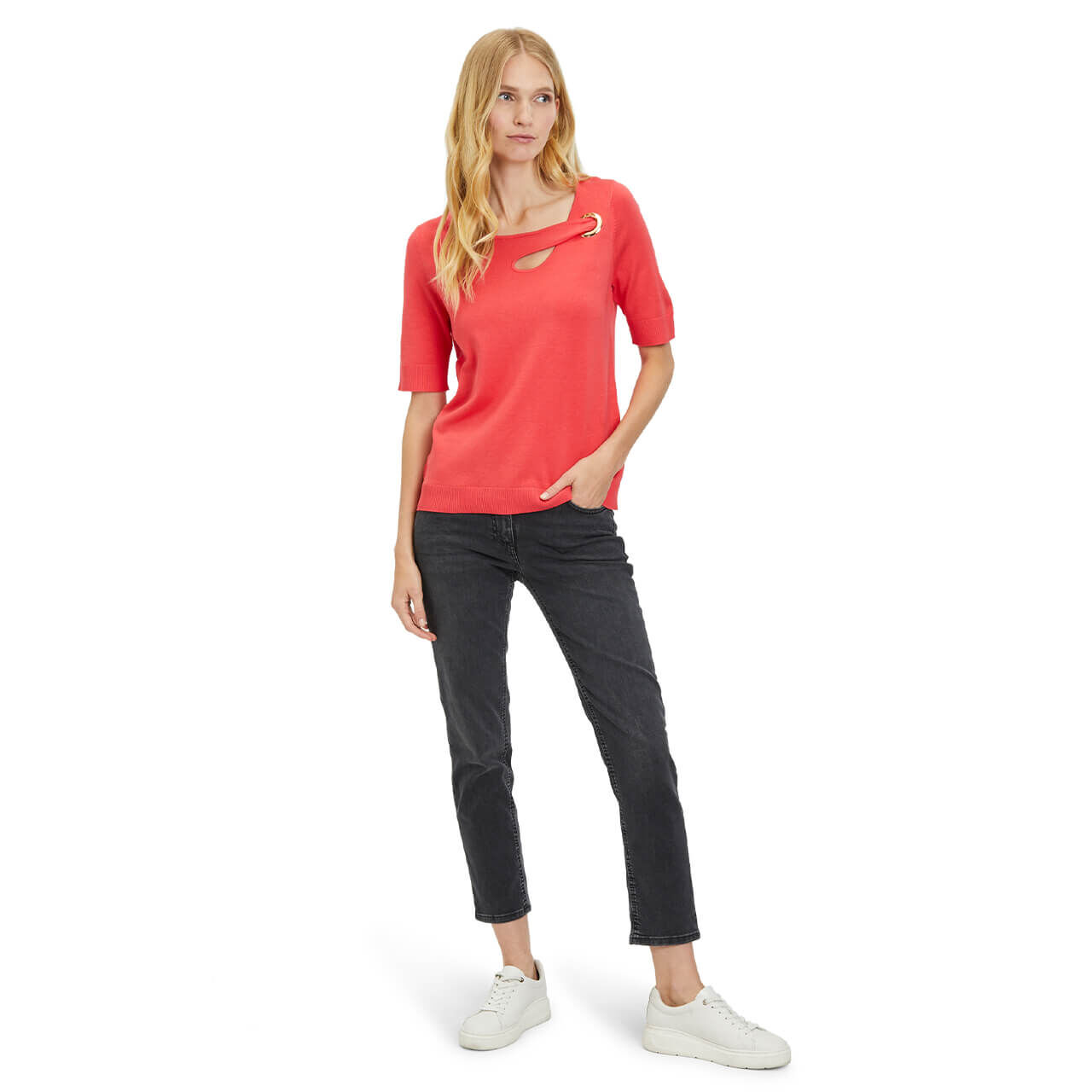 Betty Barclay Damen Kurzarm Pullover coral red