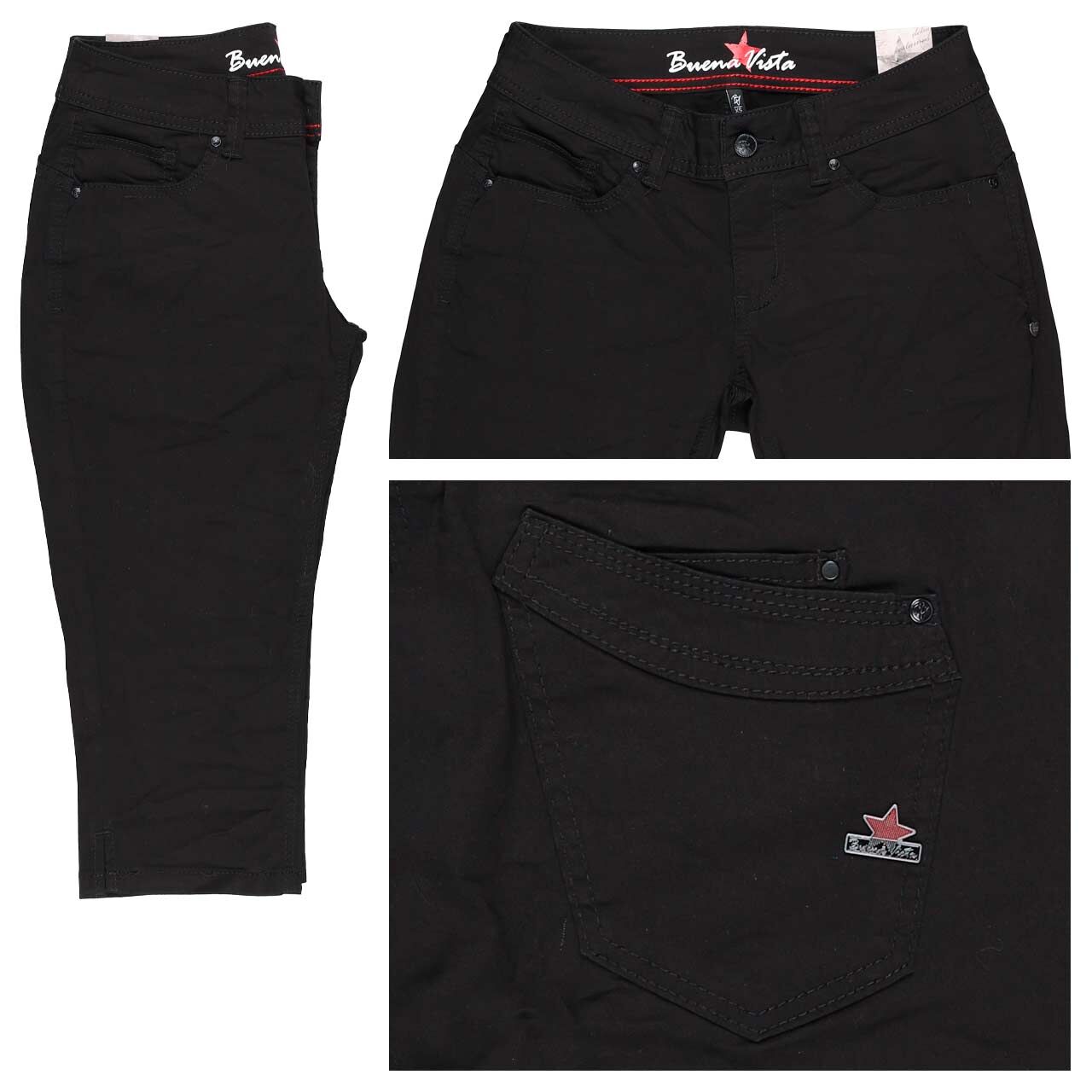 Buena Vista Malibu-Zip Capri Stretch Twill Baumwollhose black Buena Vista Malibu-Zip Capri Stretch Twill Baumwollhose black