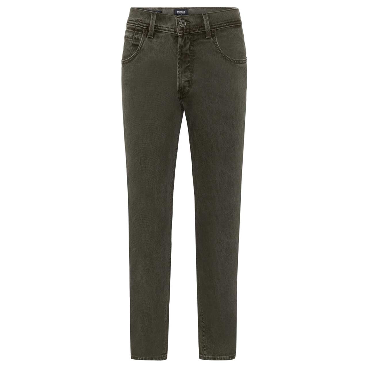 Stretch Herrenjeans Rando in Dunkelgrün angewaschen von Pioneer, Vorderansicht