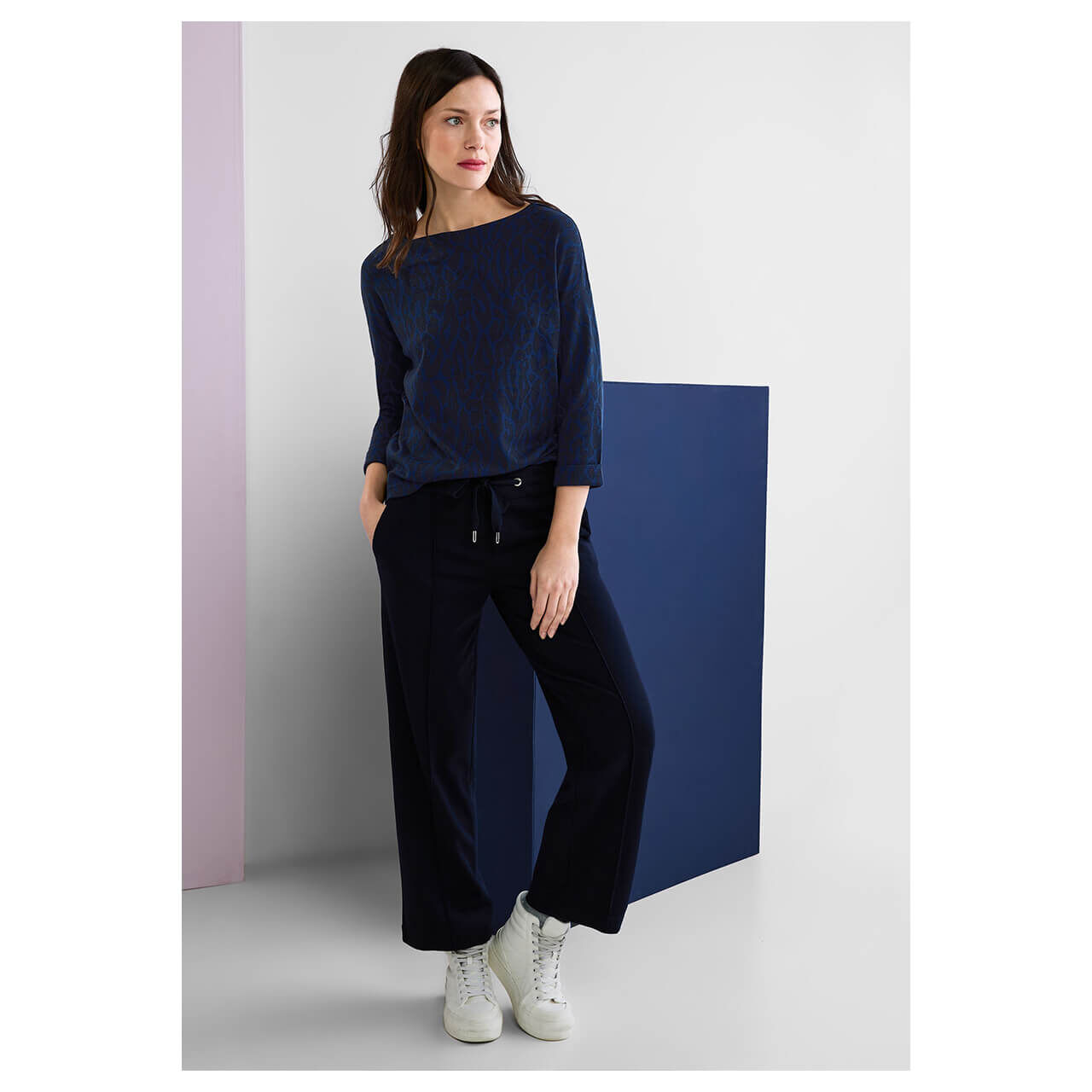 Street One U-Boat Leo Dessin 3/4 Arm Shirt deep blue