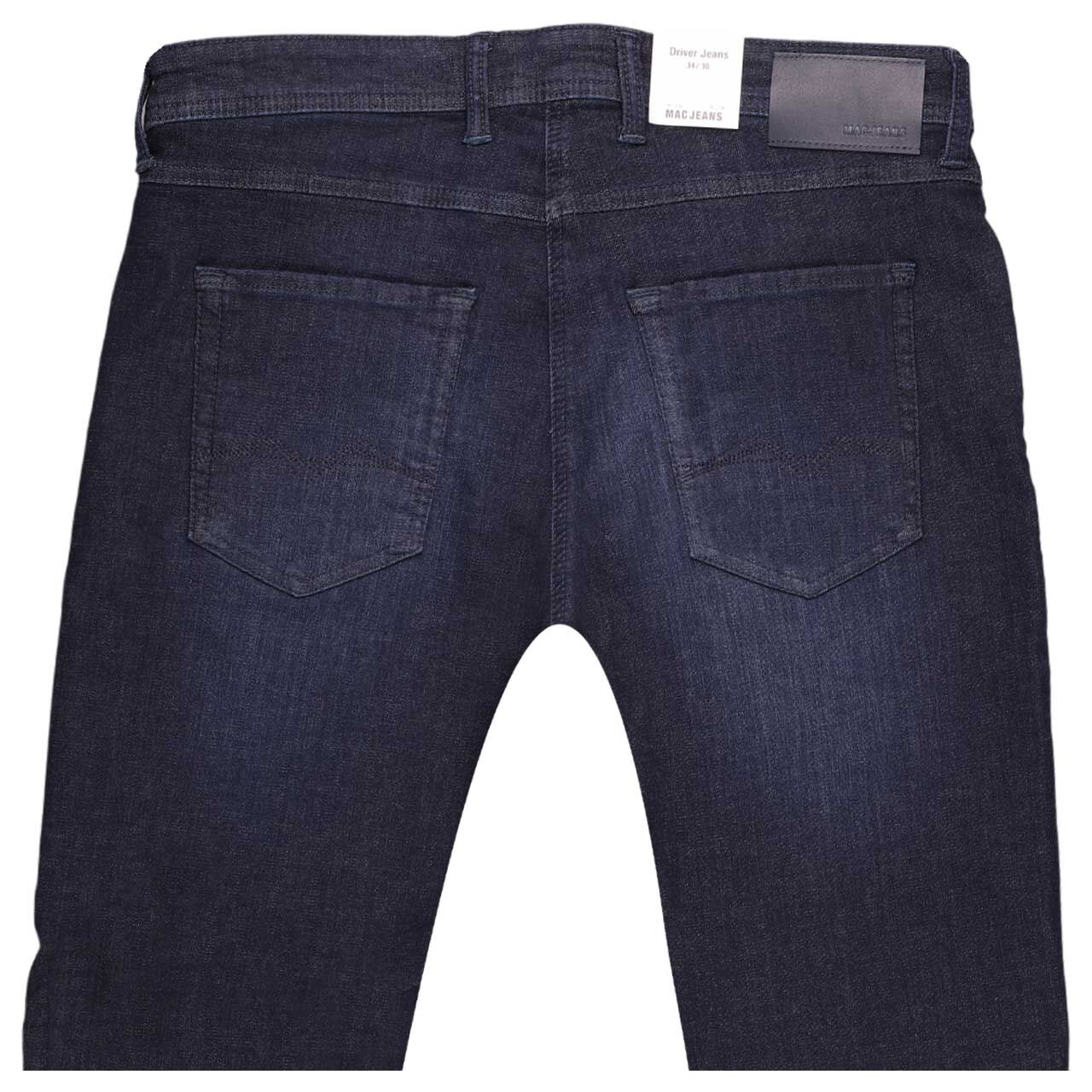Herrenjeans Flexx Driver Jeans von MAC in Dunkelblau angewaschen, detaillierte Rückansicht