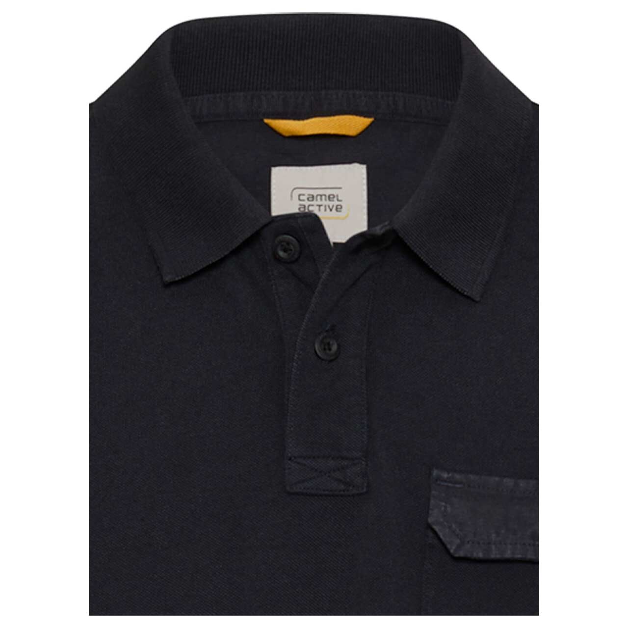 Herren Poloshirt von Camel active in Dunkelblau, detaillierte Vorderansicht