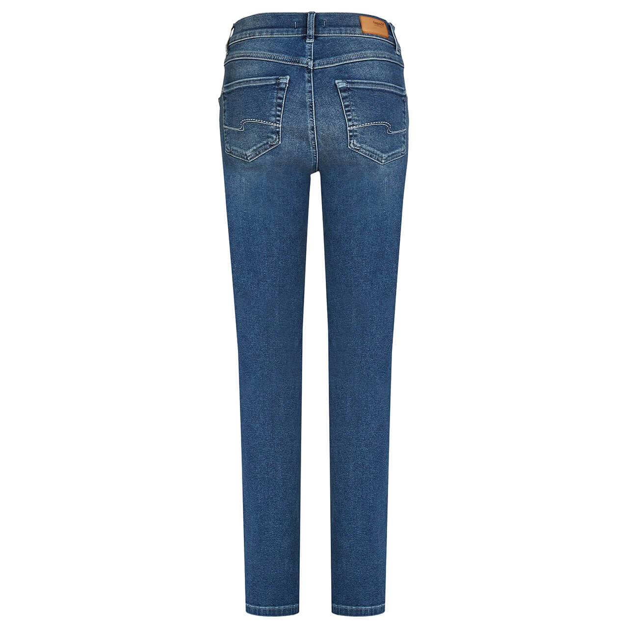 angels-jeans-cici-old-washed-used-blue-hinten Stretch Damenjeans Cici von Angels in Mittelblau angewaschen, Rückansicht