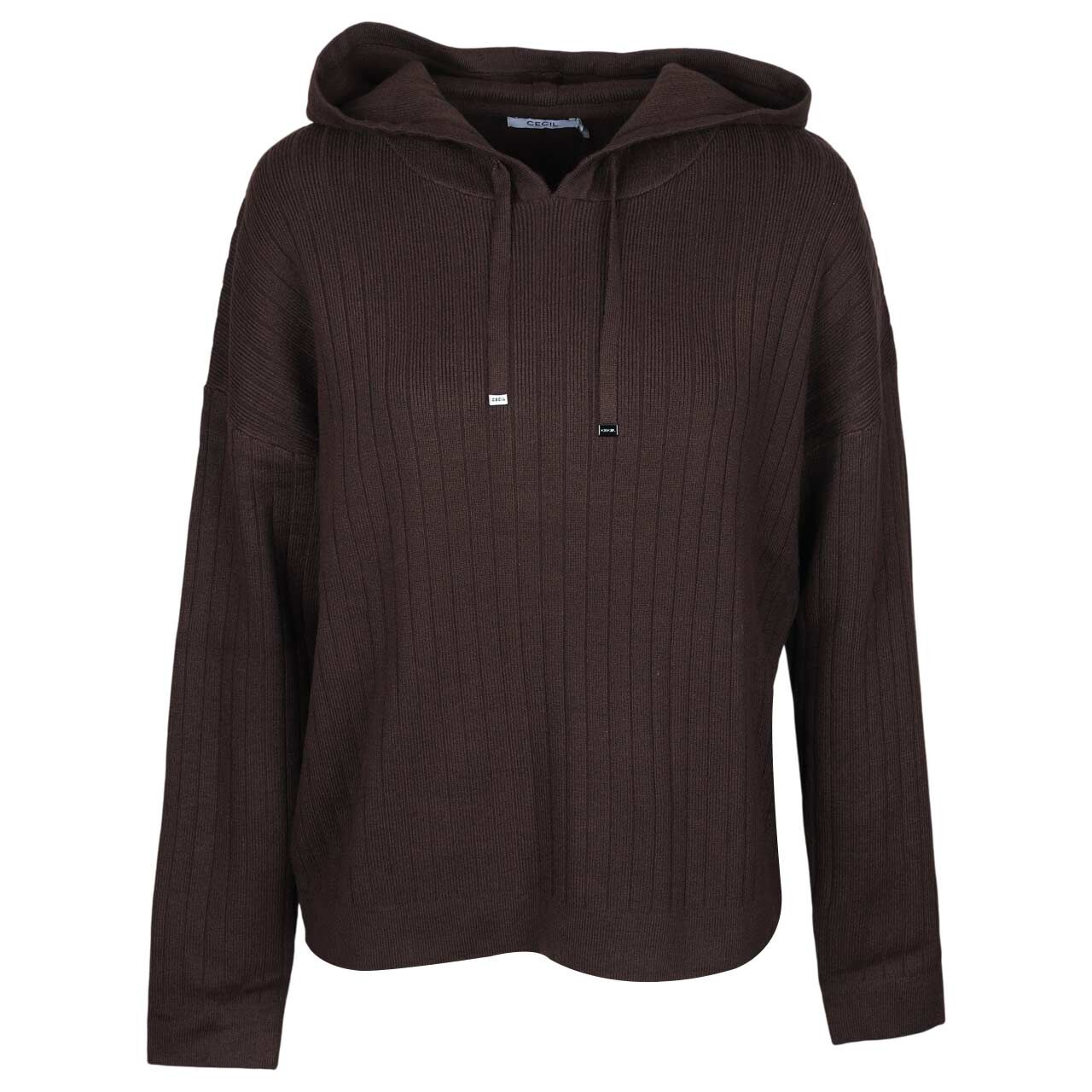 Cecil Damen Hoodie Pullover Cosy Ribbed truffle brown melange