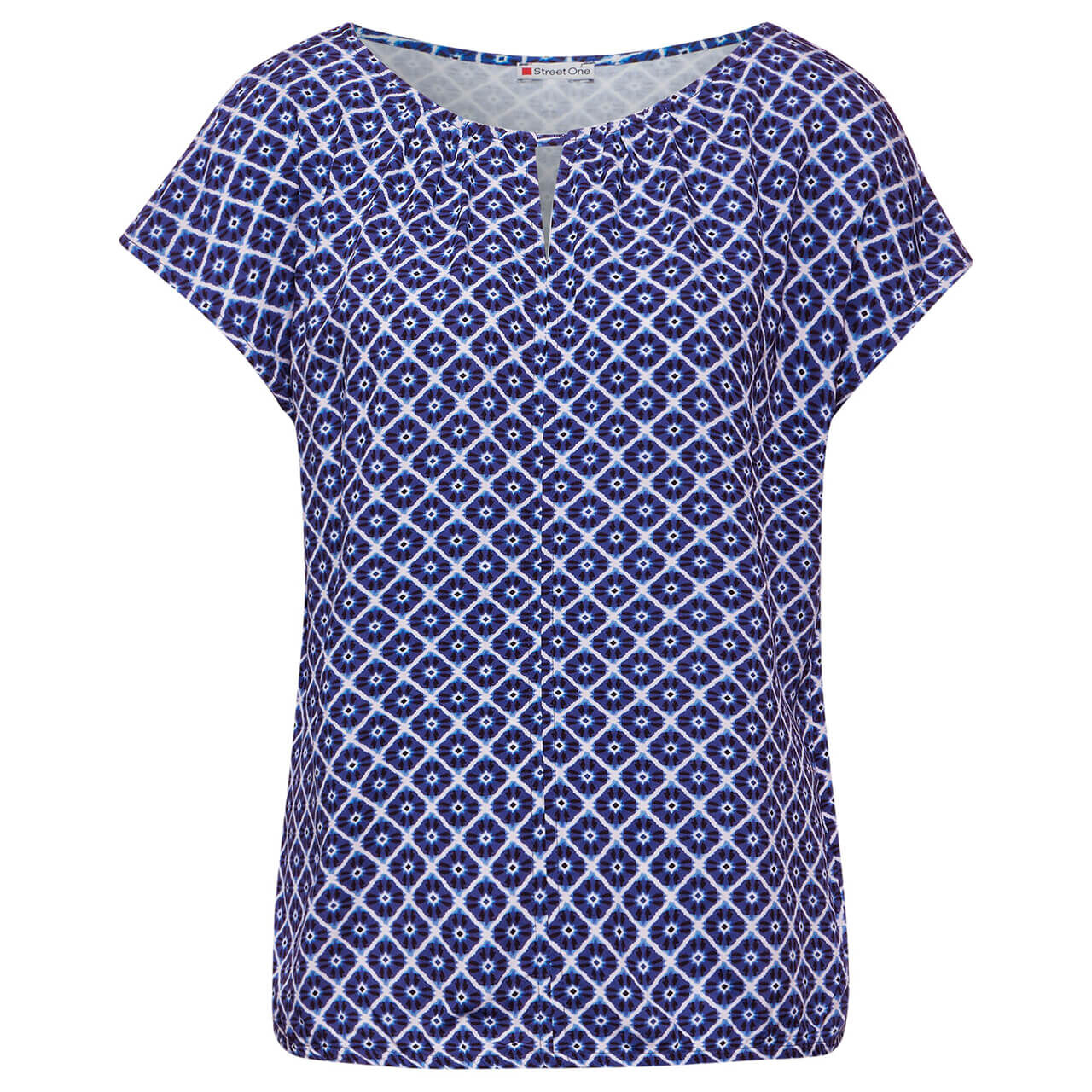 Street One Damen T-Shirt Printed Mat-Mix deep blue pattern