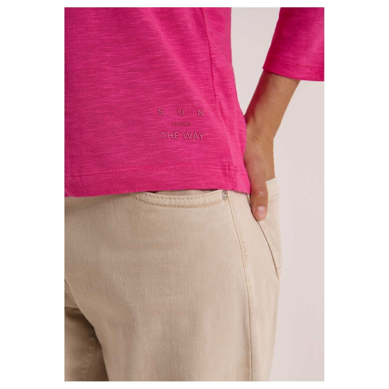 Cecil Damen 3/4 Arm Shirt Rib V-Neck pink flash