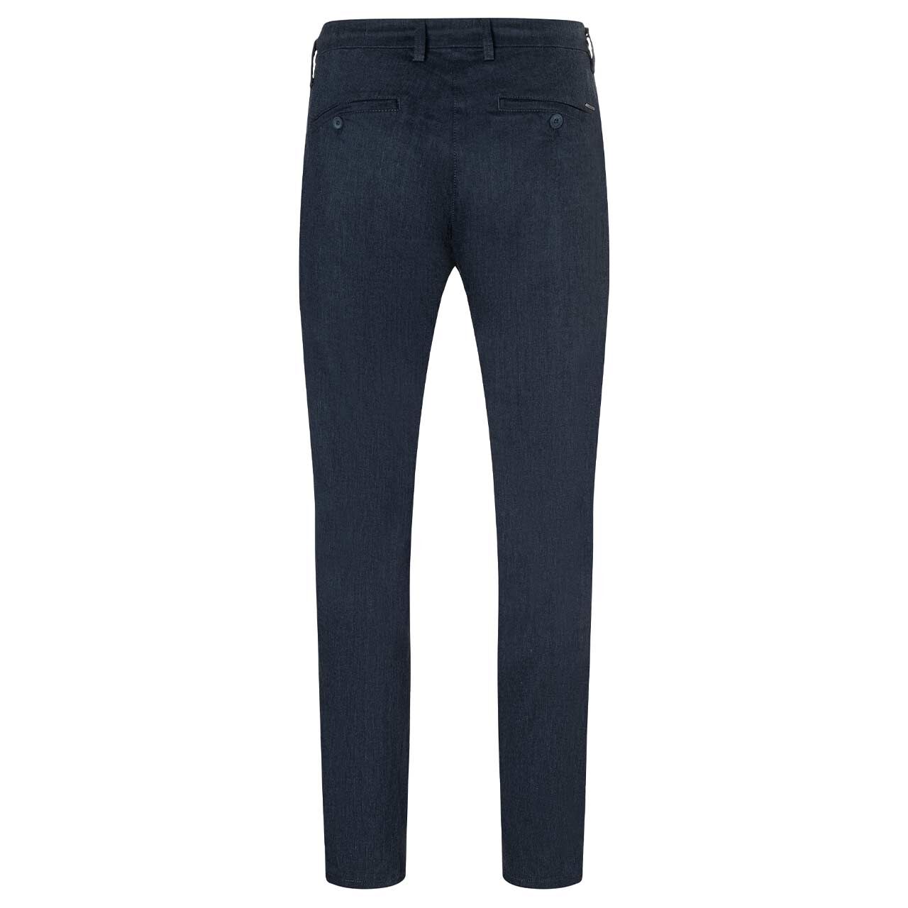 Herren Lennox Chino Leinenhose von MAC in Dunkelblau meliert, Rückansicht