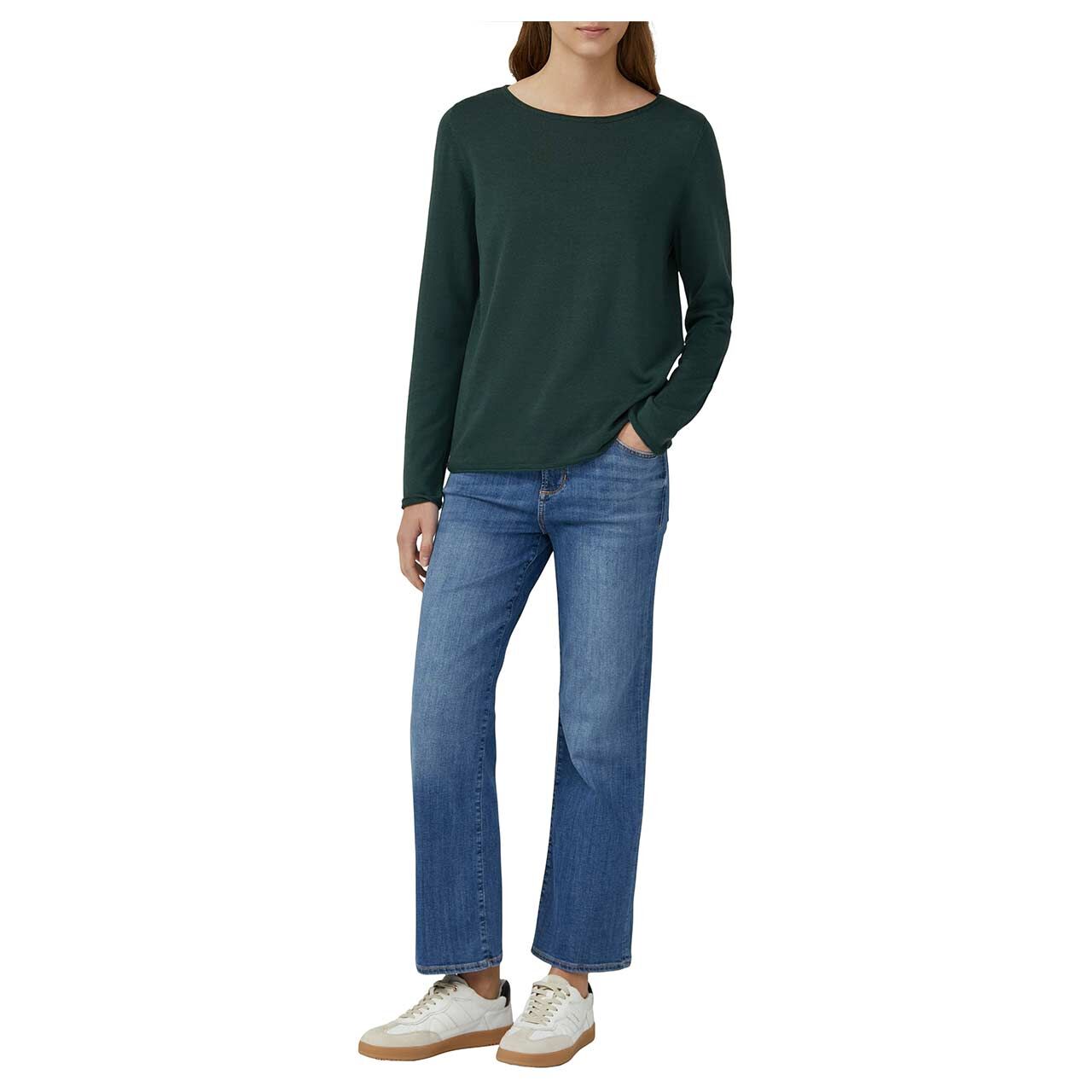 s.Oliver Damen Pullover in Dunkelgrün, Weitaufnahme Model Vorderansicht