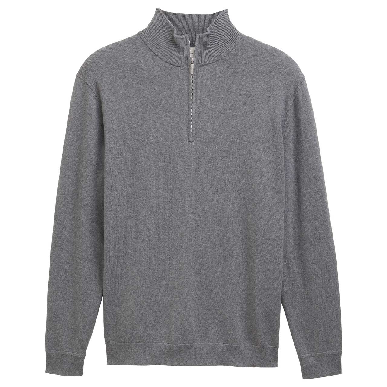 Tom Tailor Herren Pullover Troyer Cashmere Knitted classic grey melange
