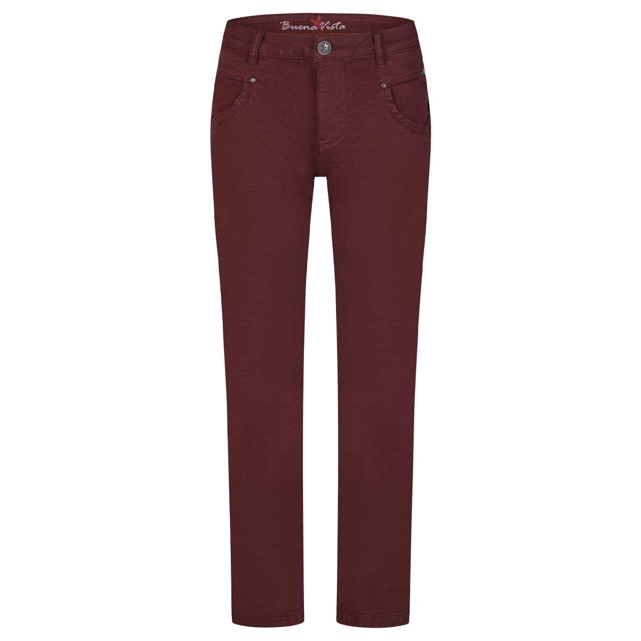 Damen Ankle Baumwollhose Anna C Straight Cropped Stretch Twill von Buena Vista in Burgunderrot, Vorderansicht