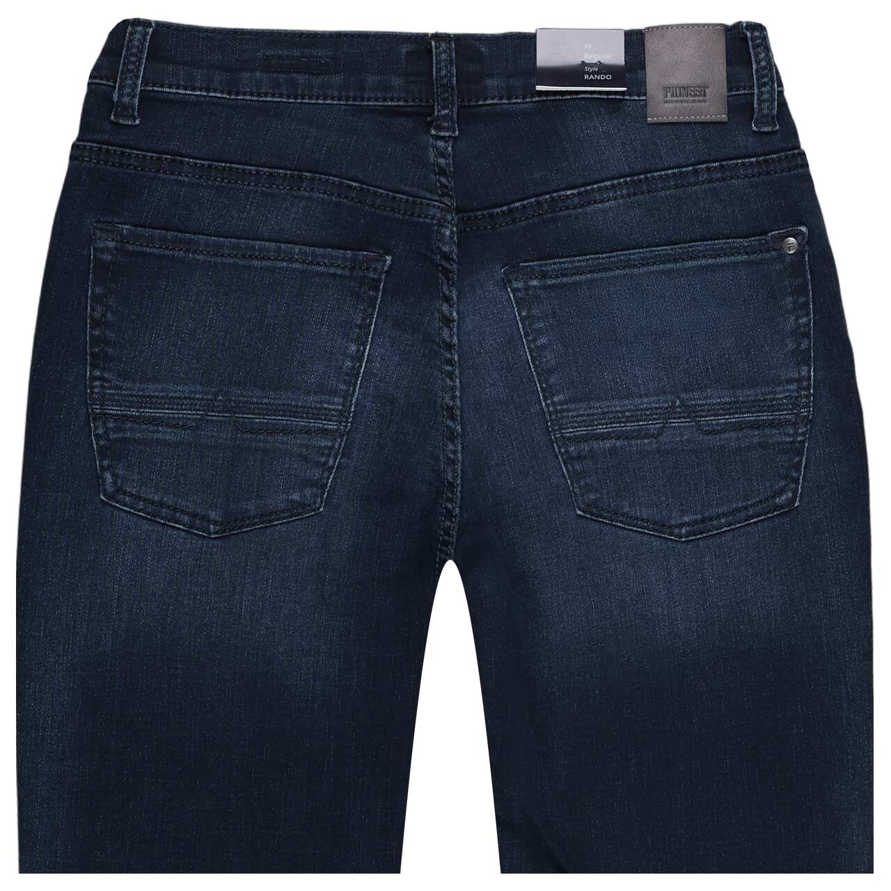 Herren Jeans Rando Megaflex von Pioneer in Dunkelblau angewaschen, detaillierte Rückansicht
