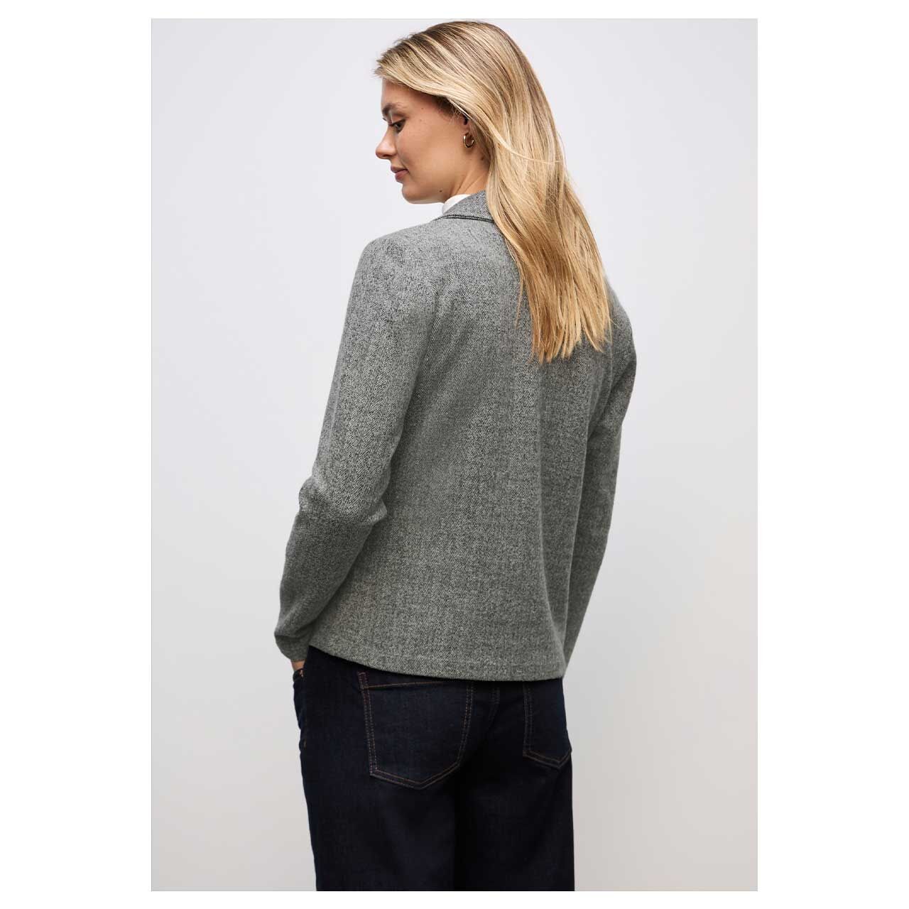 Damen Blazer Basic von Street One in Schwarz meliert, Rückansicht am Model