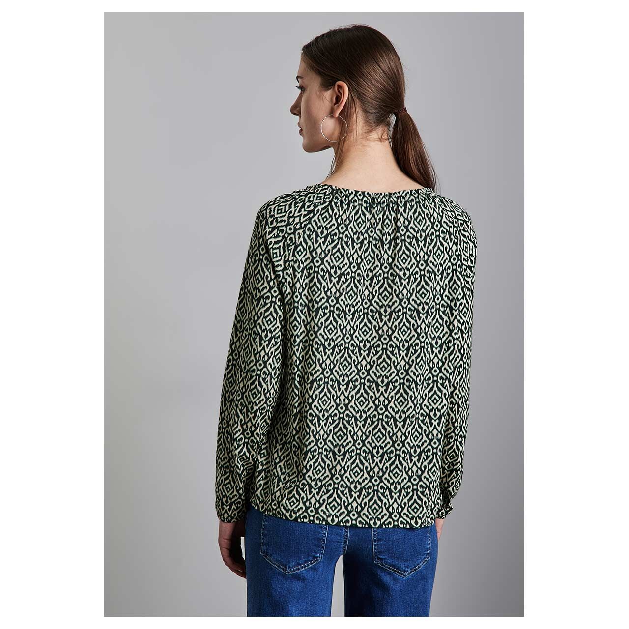Street One Damen Langarm Shirt Printed Raglan hunter green