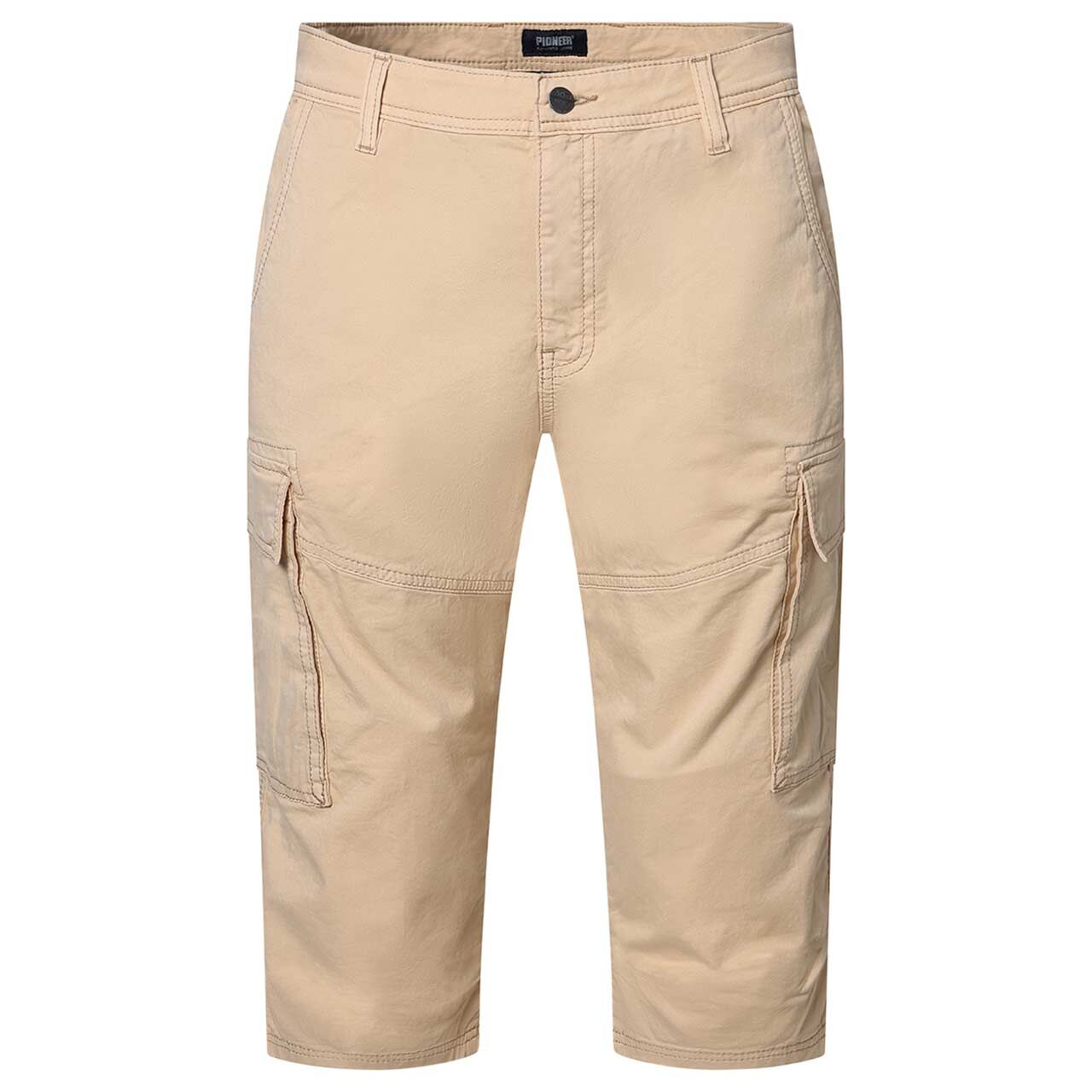 Stretch Herren 3/4 Cargo Baumwollhose Corey in Hellbraun, Vorderansicht