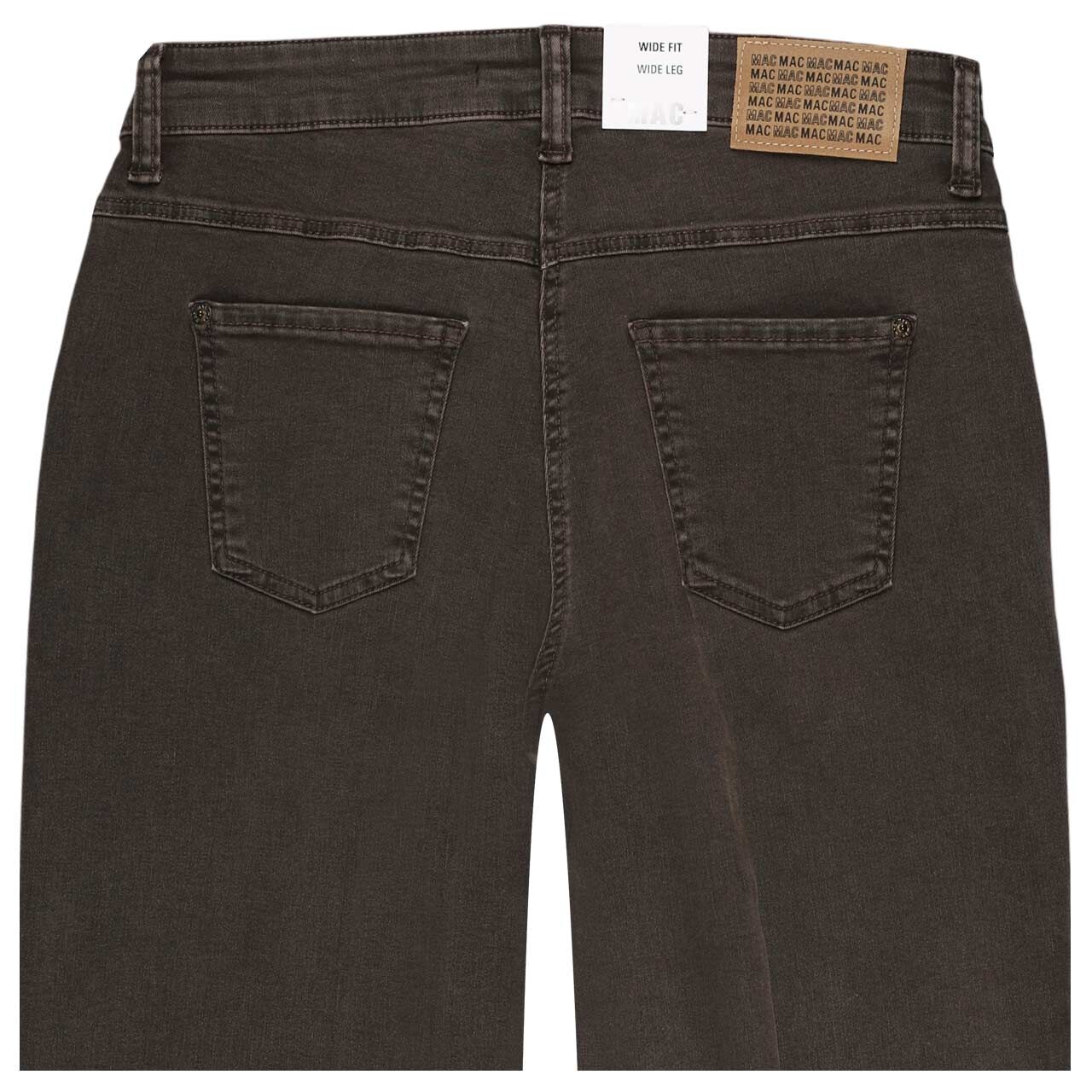 Stretch Damenjeans Wide von MAC in Dunkelbraun, detaillierte Rückansicht