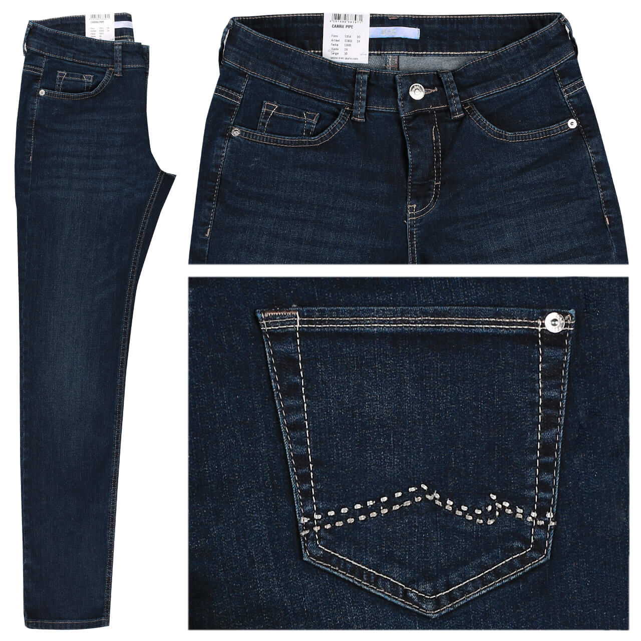 MAC Jeans Carrie Pipe für Damen in Dunkelblau verwaschen, FarbNr.: D845