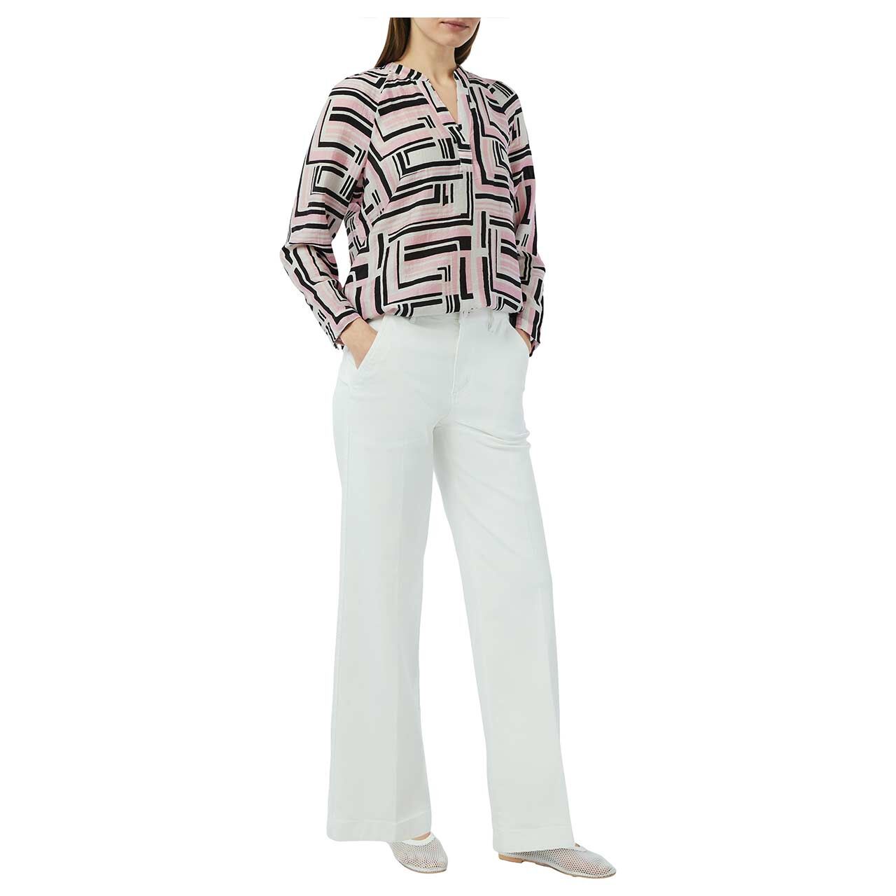 Comma Damen Langarm Bluse pink printed