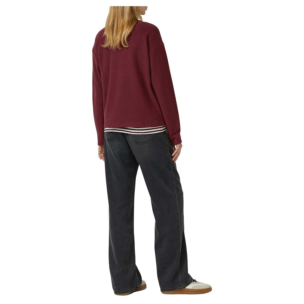 s.Oliver Damen Pullover in Burgunderrot, Rückansicht am Model