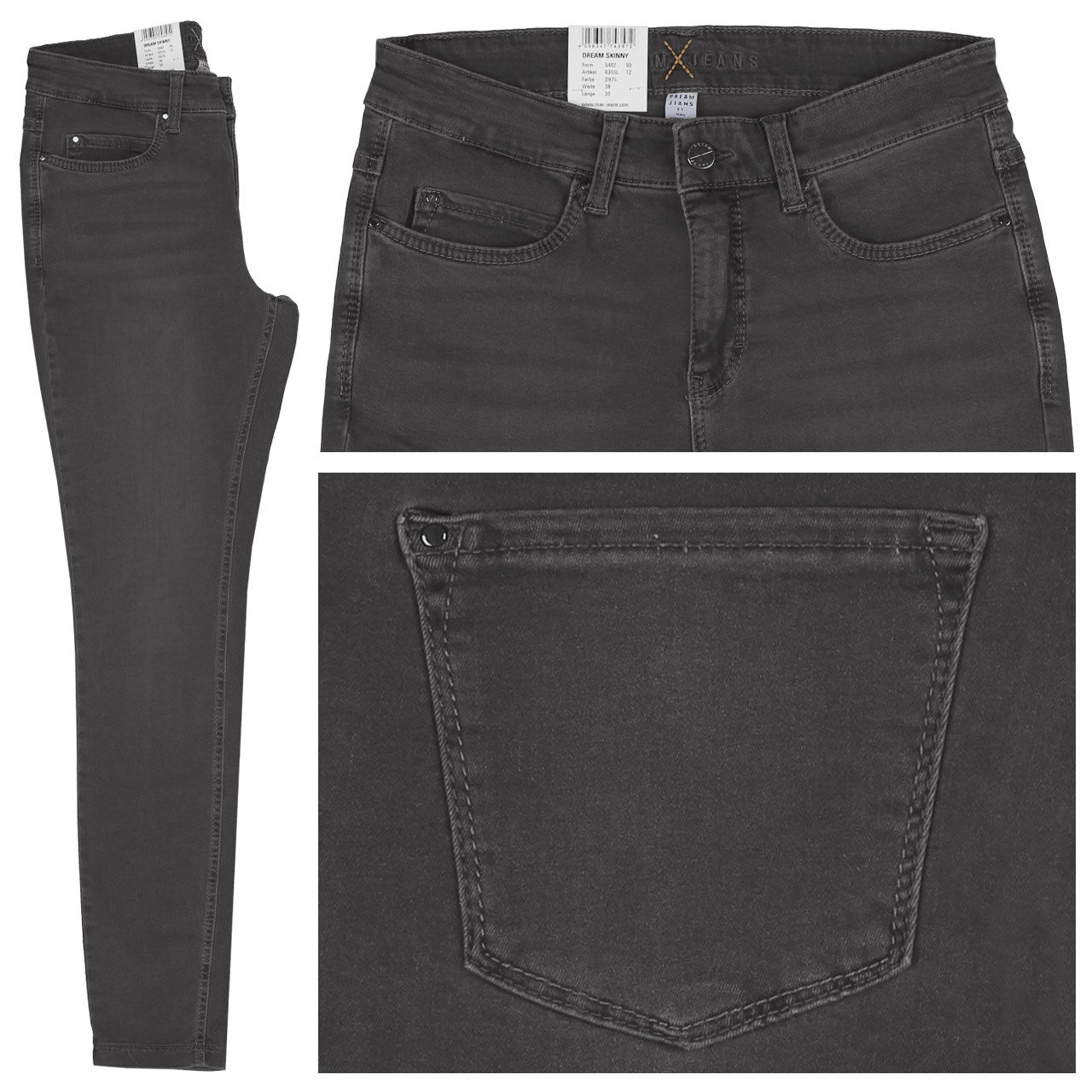 MAC Jeans Dream Skinny für Damen in Dunkelgrau, FarbNr.: D975