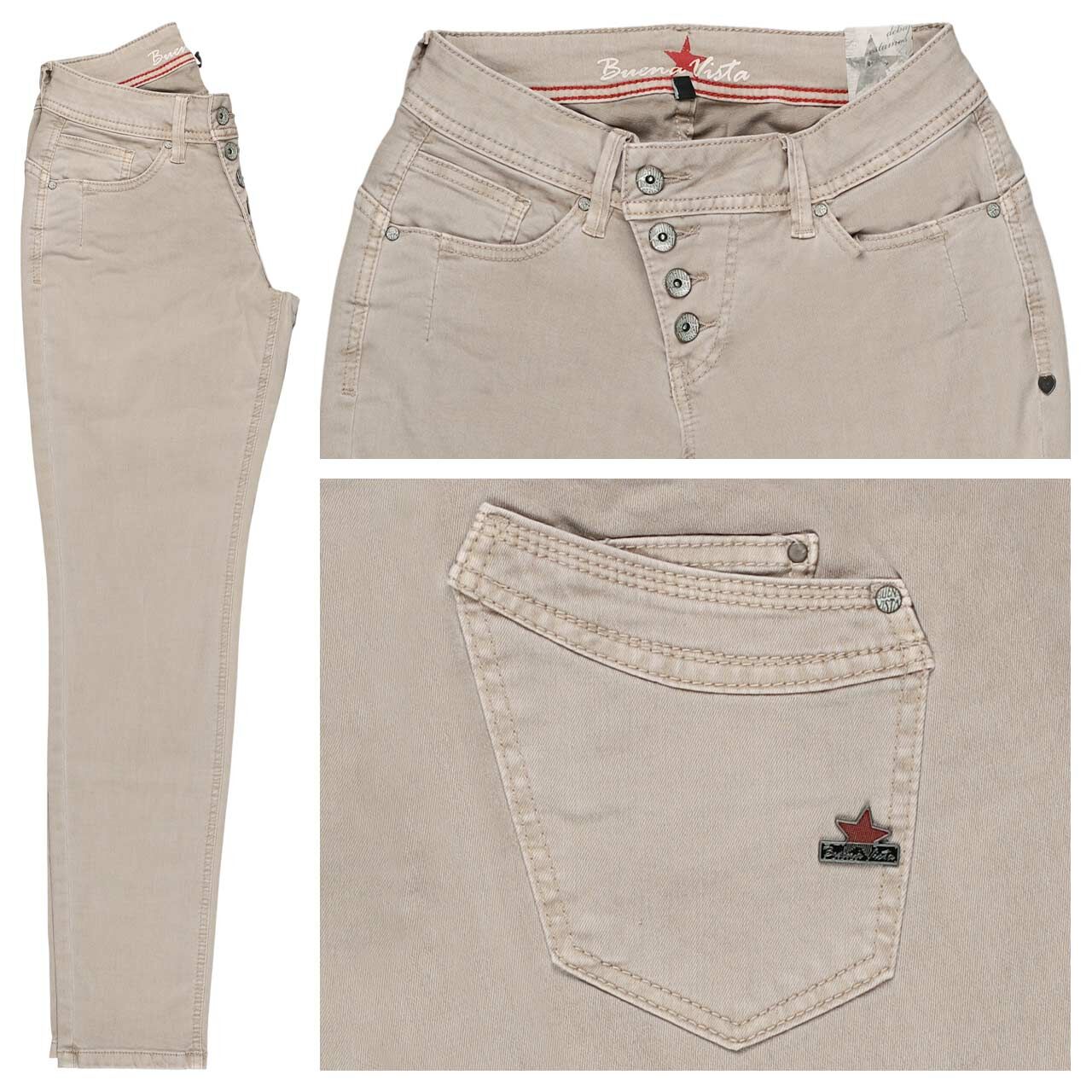 Buena Vista Malibu Cropped Stretch Twill Ankle Baumwollhose sand