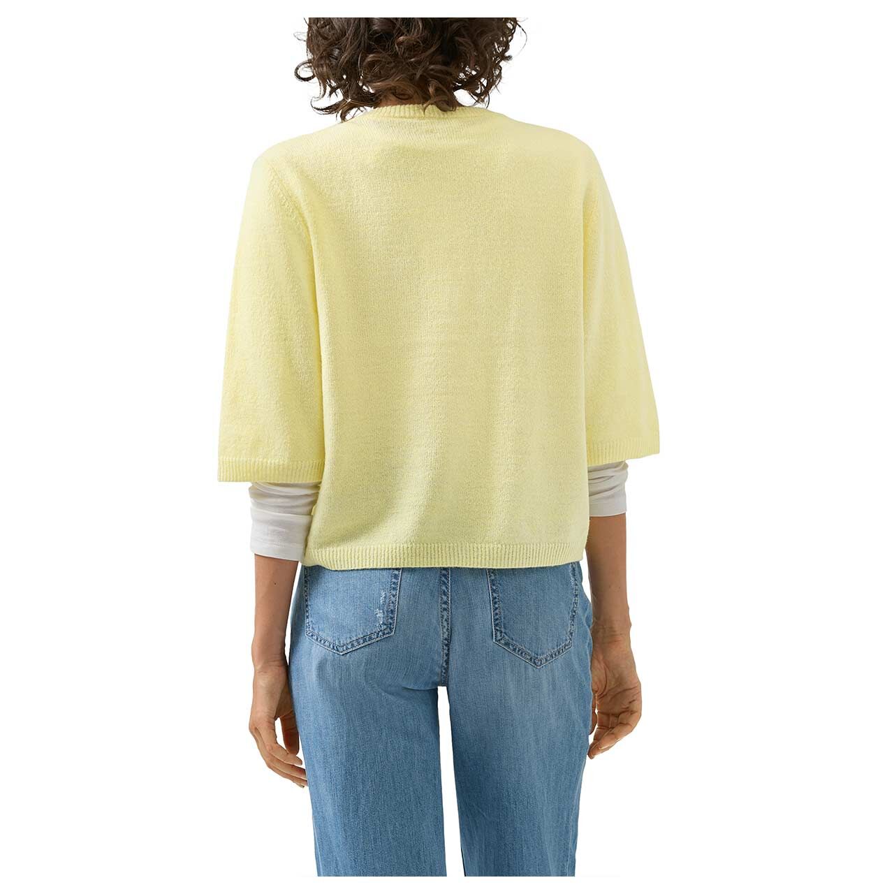 Damen 3/4 Arm Strickjacke von s.Oliver in Gelb, Rückansicht am Model