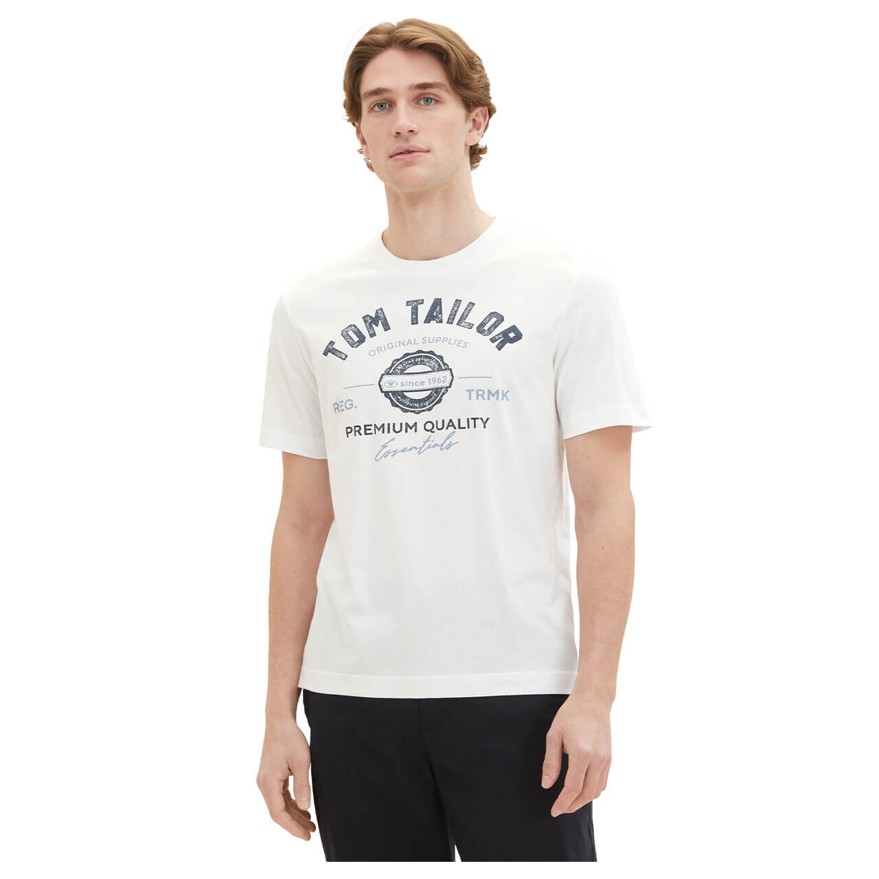Tom Tailor Herren T-Shirt white logo print