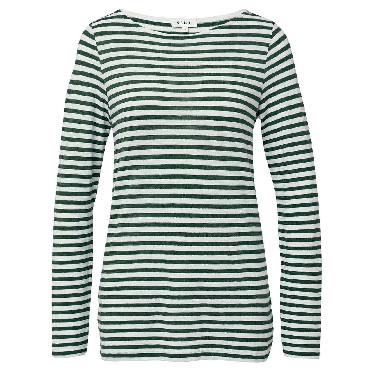 s.Oliver Damen Langarm Shirt bottle green white striped