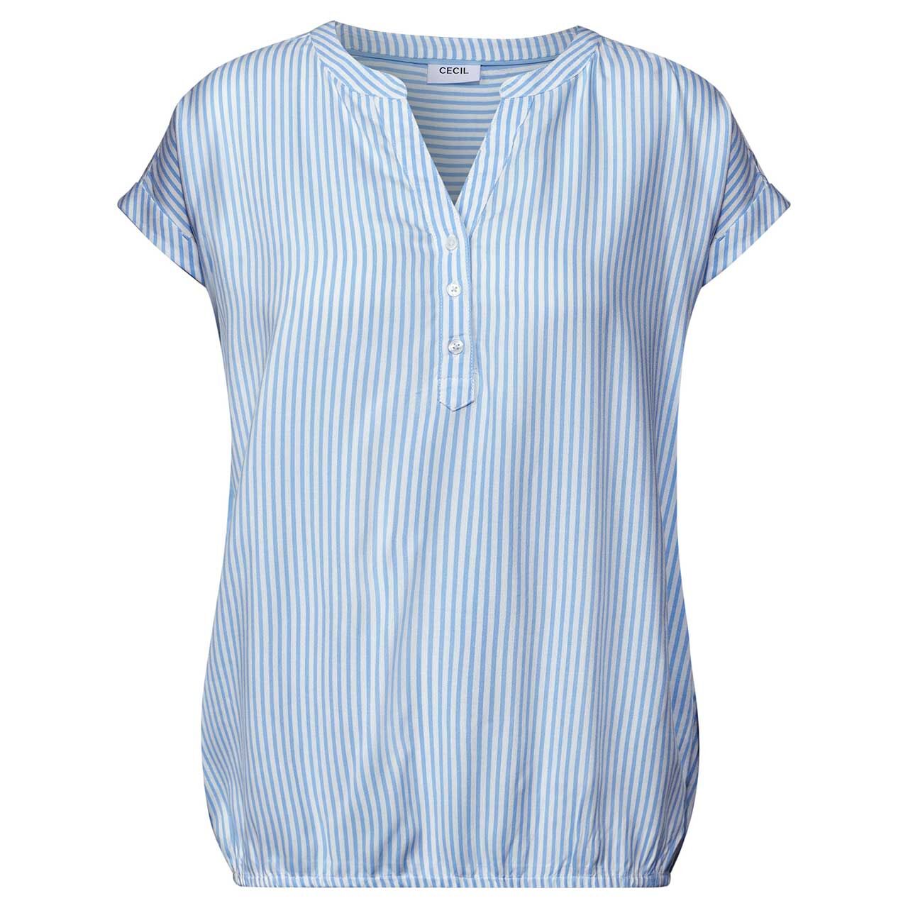 Cecil Damen Kurzarm Bluse Stripe Printed blue
