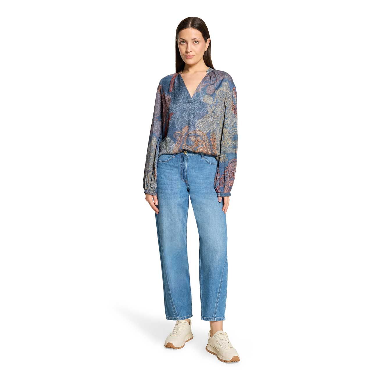 Damen Langarm Bluse von Betty Barclay in Blau mit Print, Ganzkörperansicht
