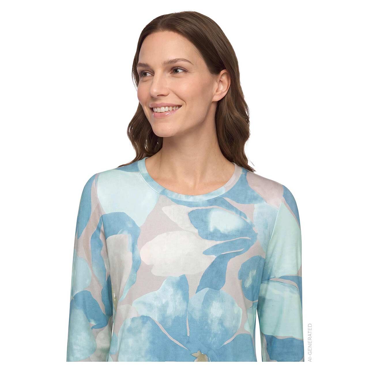 Betty Barclay 3/4 Arm Shirt petrol grey print