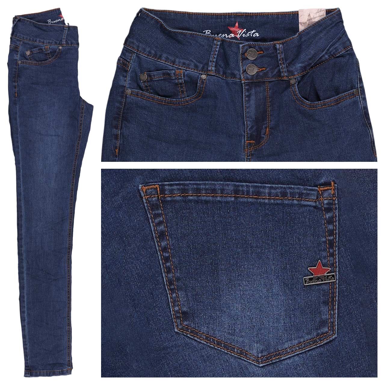 Buena Vista Tummyless Stretch Denim Jeans true blue