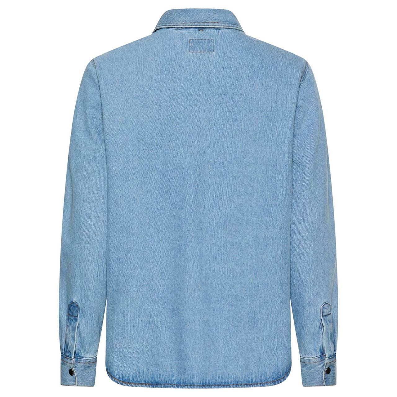 Damen Hemdjacke von Camel active in Hellblau angewaschen, Rückansicht