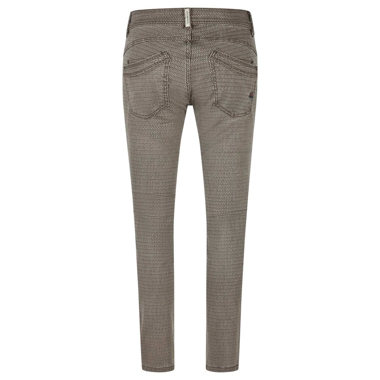 Damen Ankle Baumwollhose Malibu Cropped Stretch Twill von Buena Vista in Braun mit Print, Rückansicht