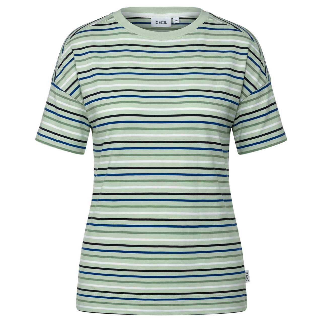 Cecil Damen T-Shirt Multi Striped raw matcha lime
