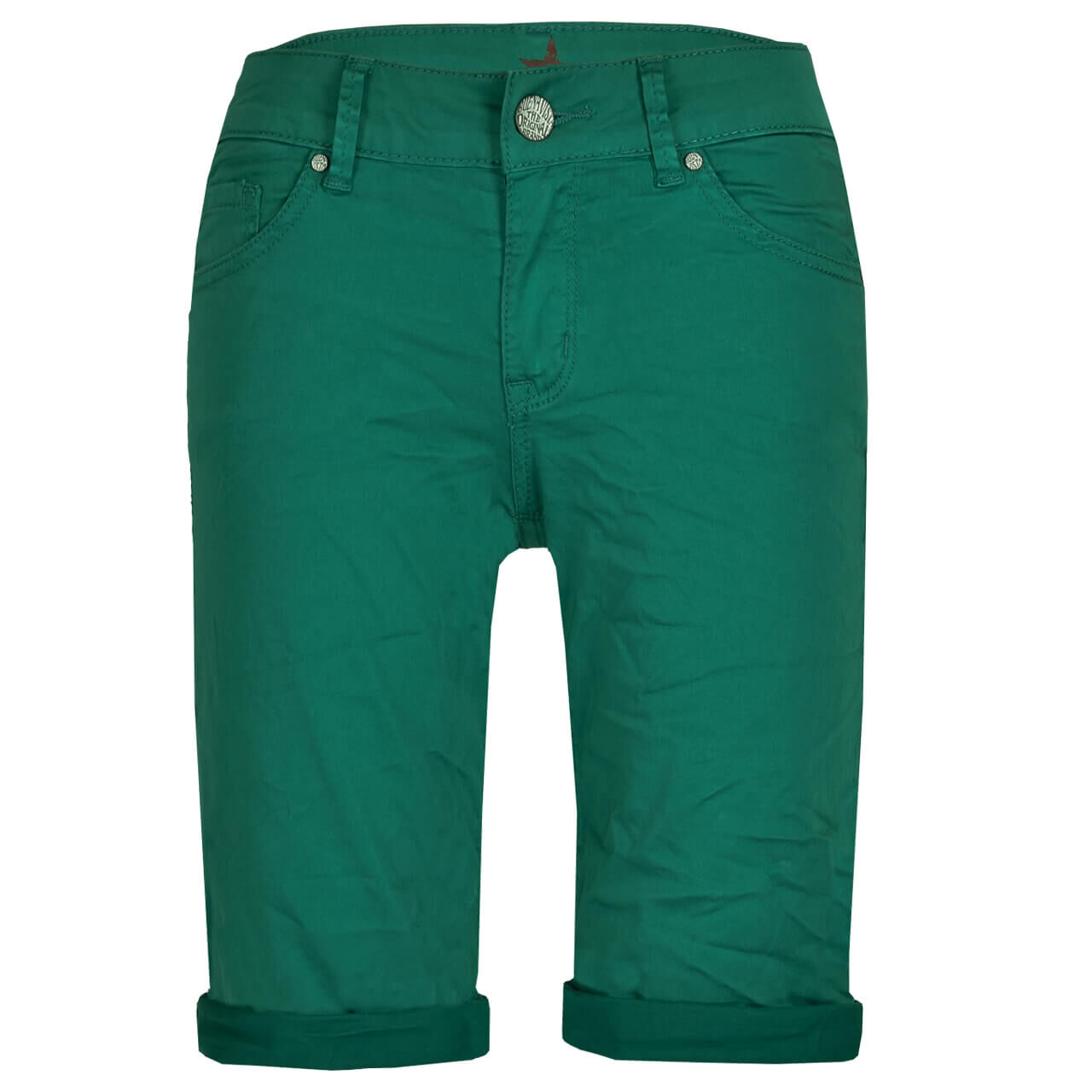 Damen Baumwollhose Italy-Short Stretch Twill von Buena Vista in Grün, Vorderansicht
