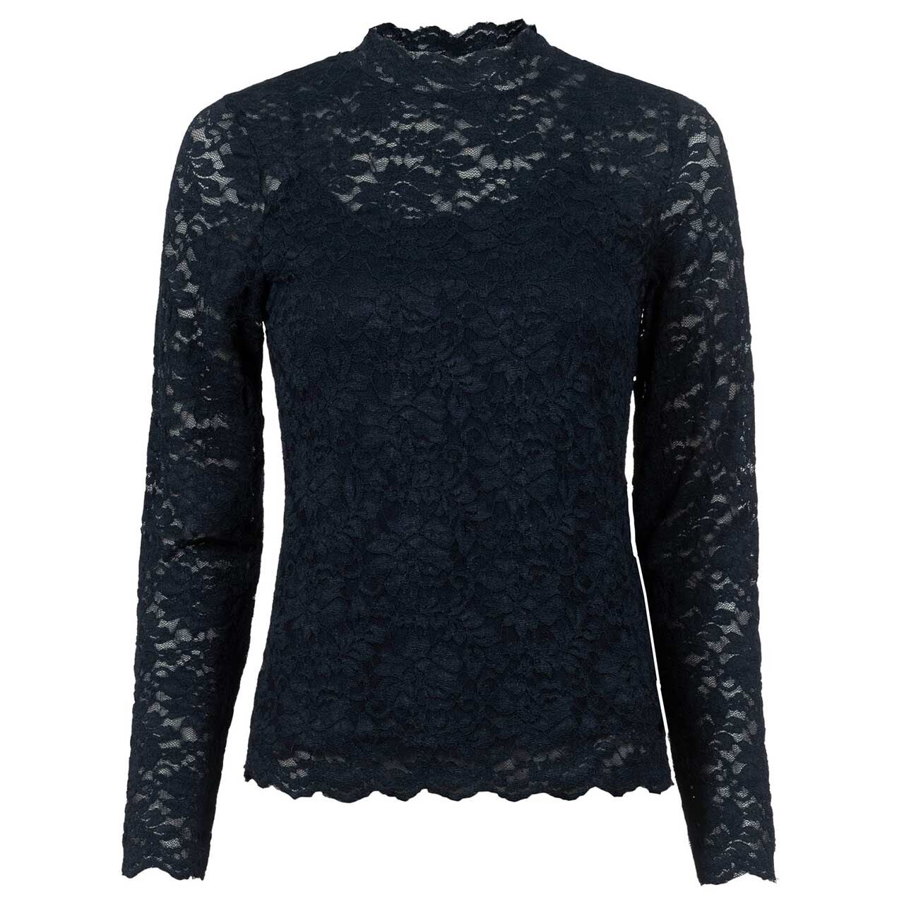 Soquesto Damen Langarm Shirt navy flower lace