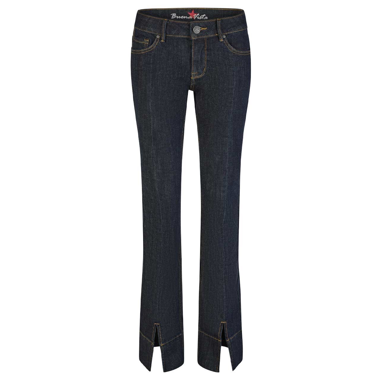 Damenjeans Italy K Bootcut Stretch Denim in Dunkelblau angewaschen, Vorderansicht