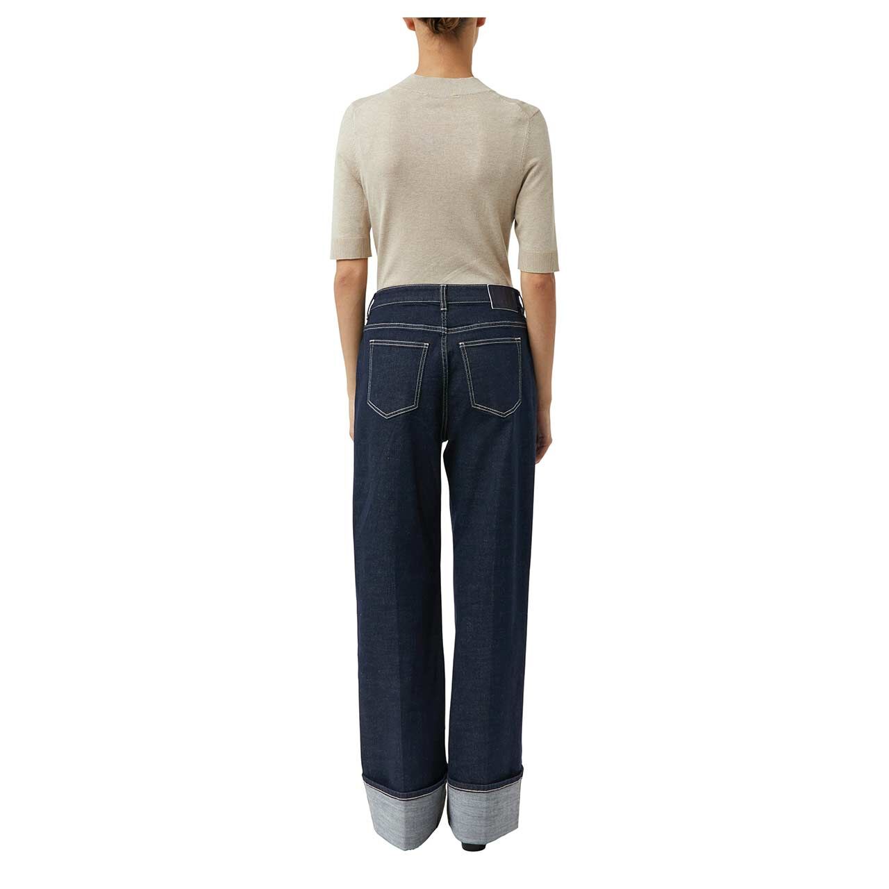 Damen Jeans Alva Wideleg in Dunkelblau, Rückansicht am Model