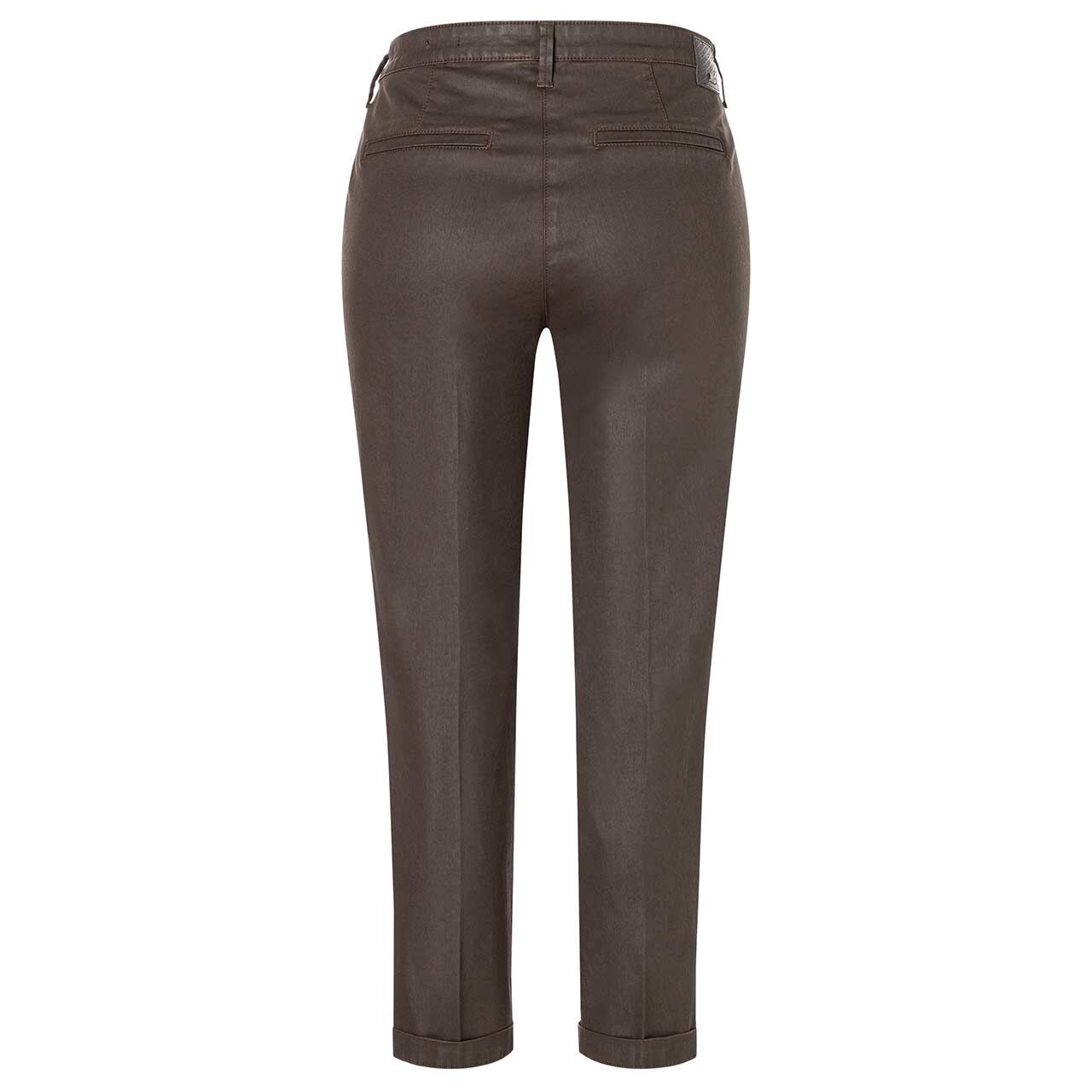 Damen 7/8 Baumwollhose Chino von MAC in Dunkelbraun beschichtet, Rückansicht