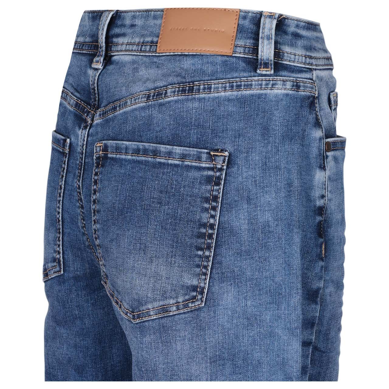 Damen Ankle Jeans Cleo von Street One Studio in Blau verwaschen, detaillierte Rückansicht