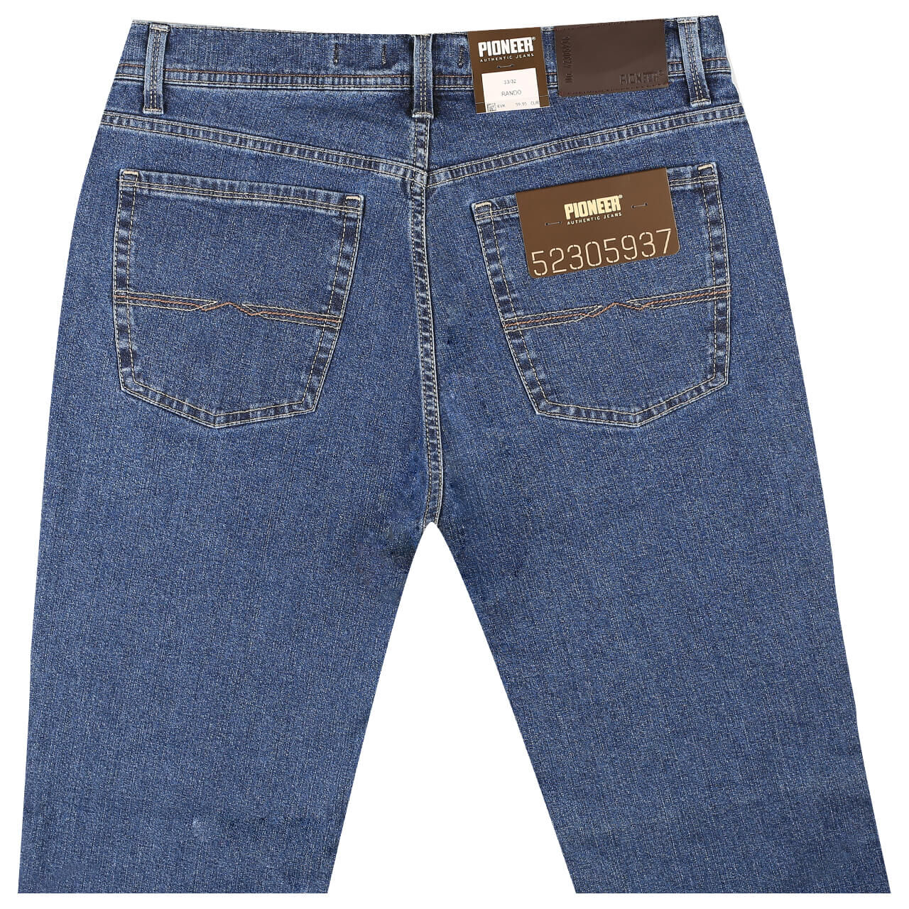 pioneer-jeans-blau-6821-hinten Stretch Herrenjeans Rando in Blau von Pioneer, Rückansicht