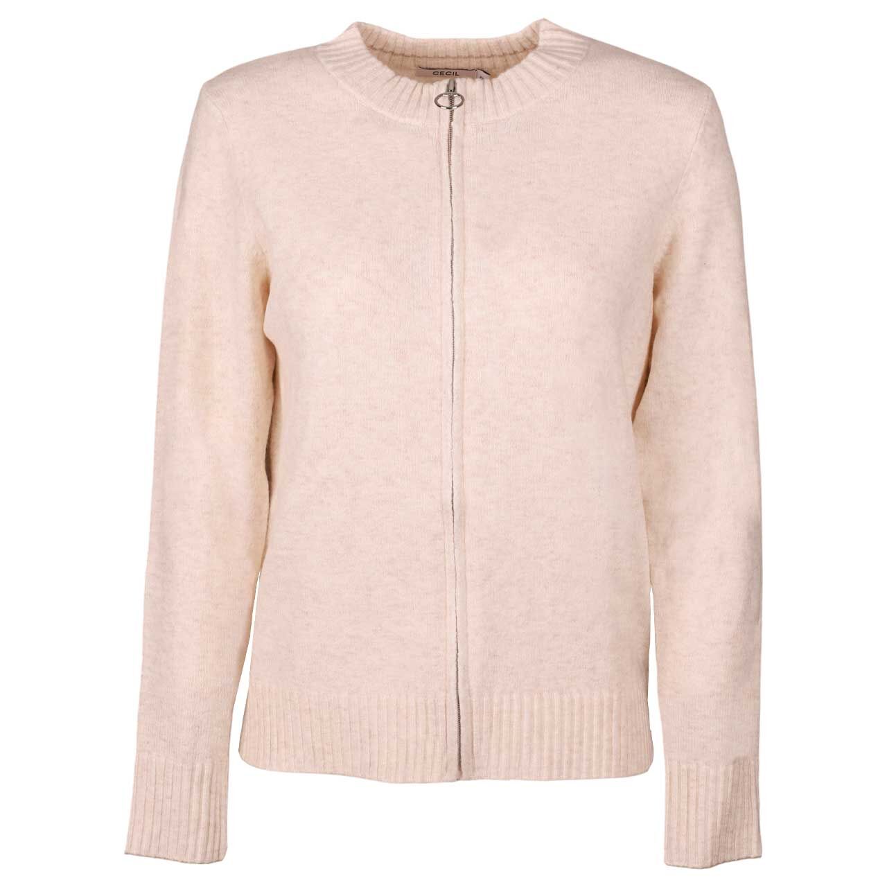 Cecil Damen Strickjacke Cosy Zipper Cardigan oat milk beige melange