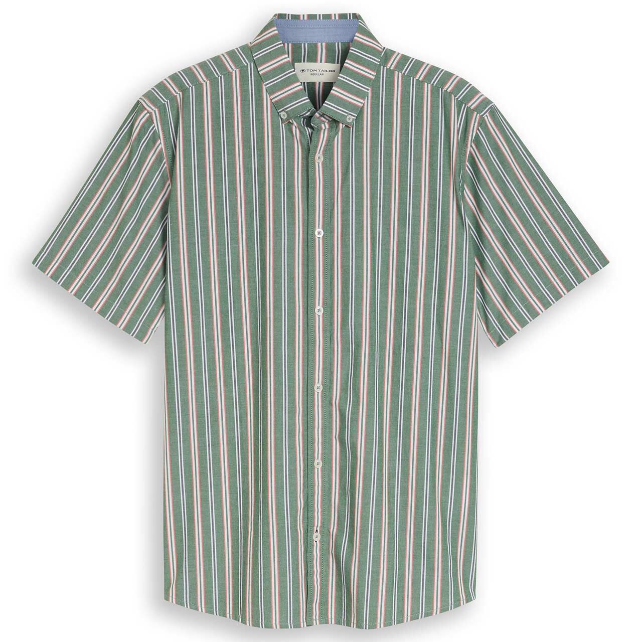 Tom Tailor Herren 1/2 Arm Hemd Oxford garden green colorful stripe