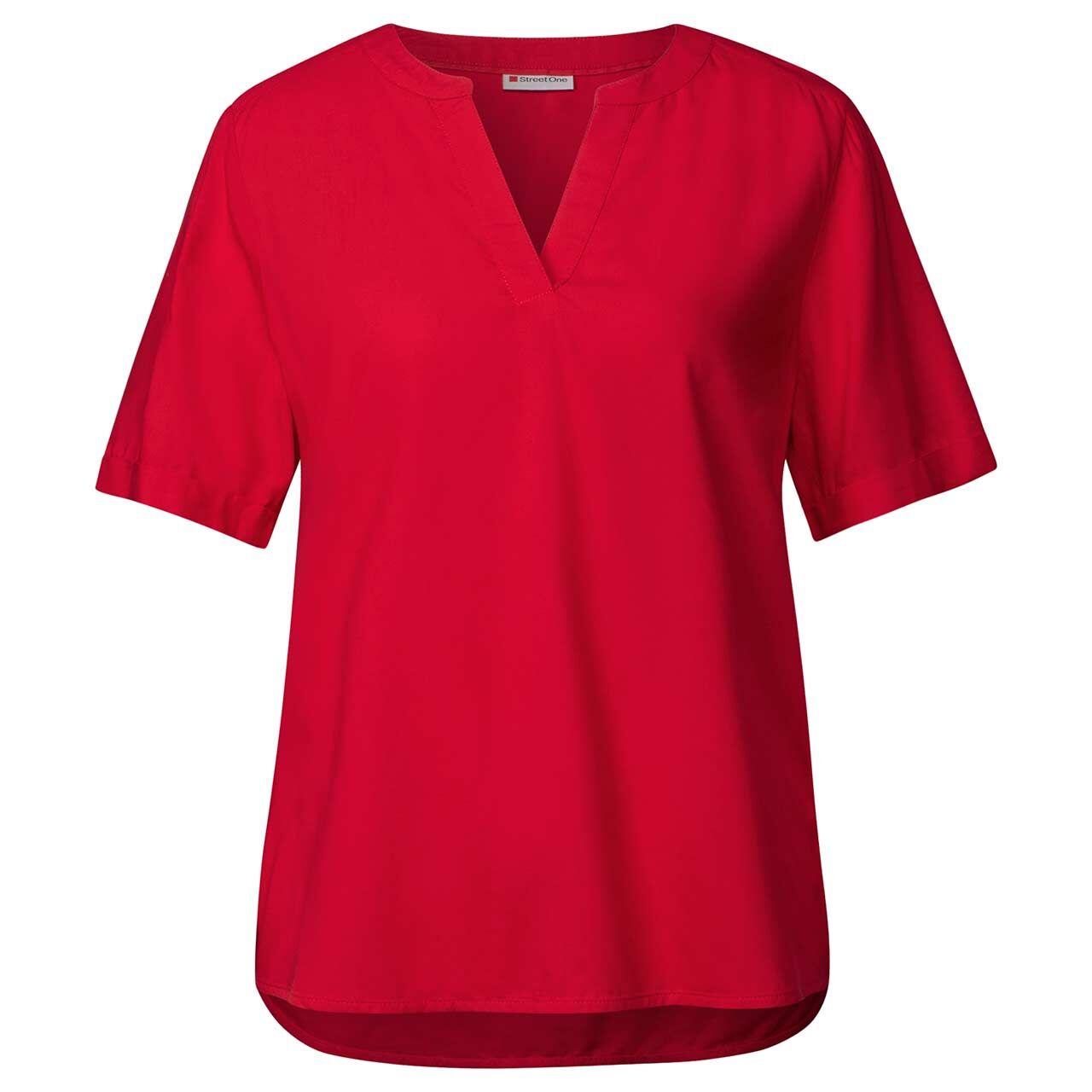 Street One Damen Kurzarm Bluse Splitneck glory red Street One Damen Kurzarm Bluse Splitneck glory red