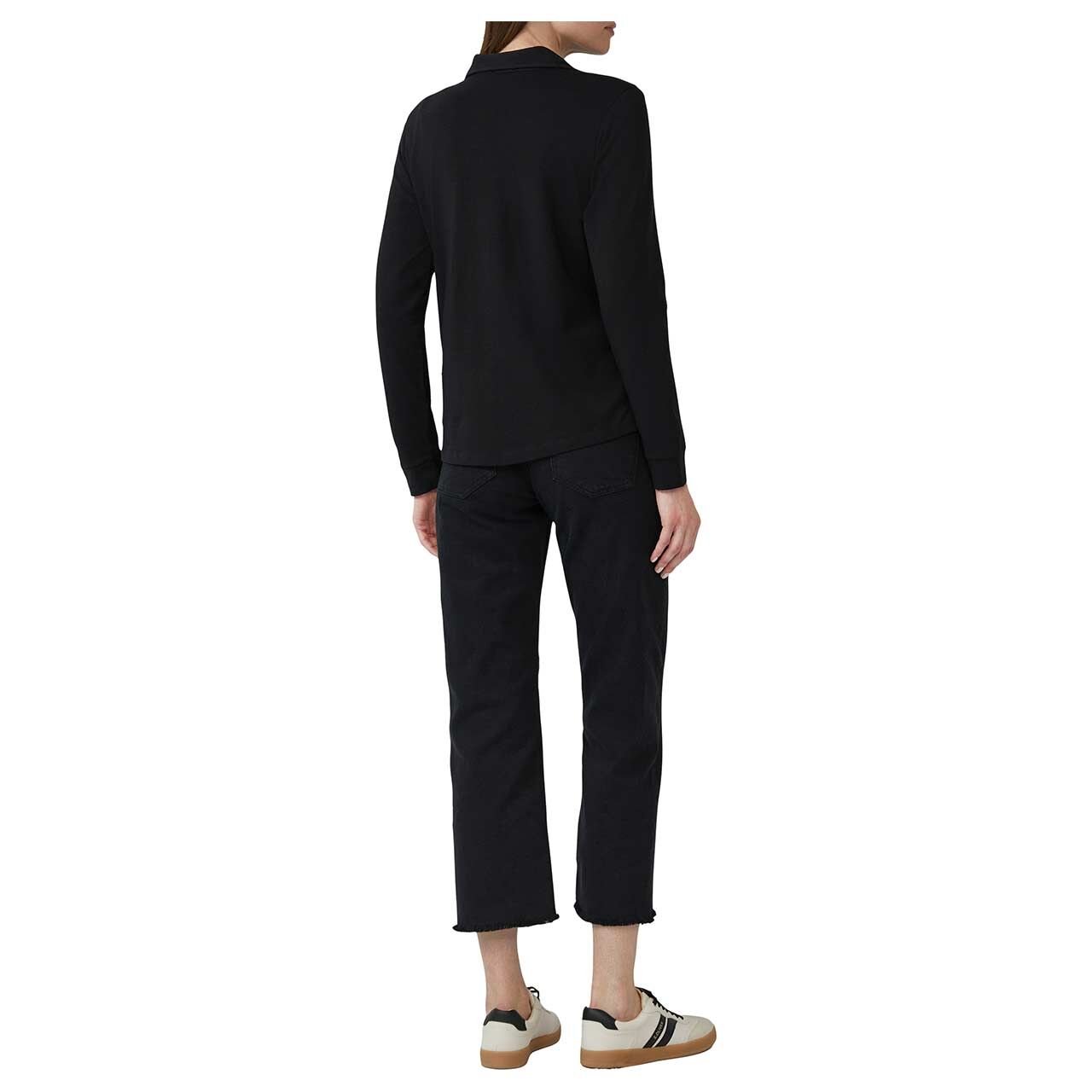Damen Langarm Bluse von s.Oliver in Schwarz, Rückansicht am Model