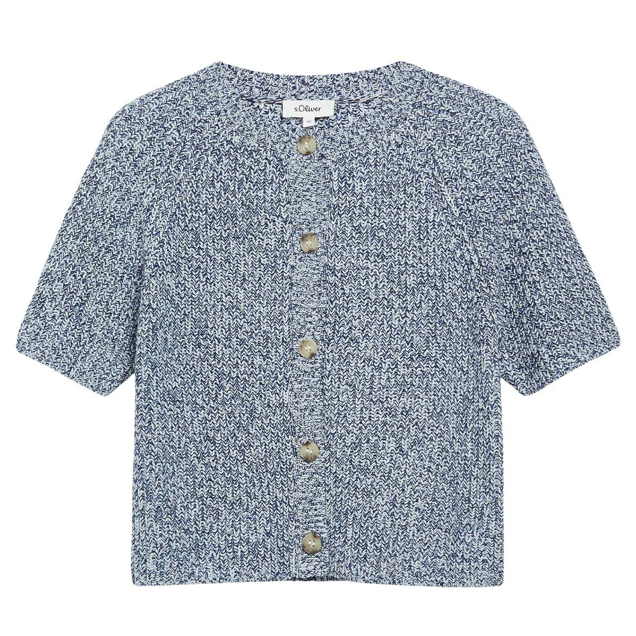 s.Oliver Damen Kurzarm Strickjacke blue knit